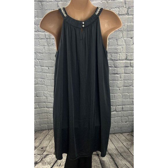 J. Jill NWT  2X Black Halter Dress Beaded Strap Sleeveless Shift Knee Length - Picture 6 of 10